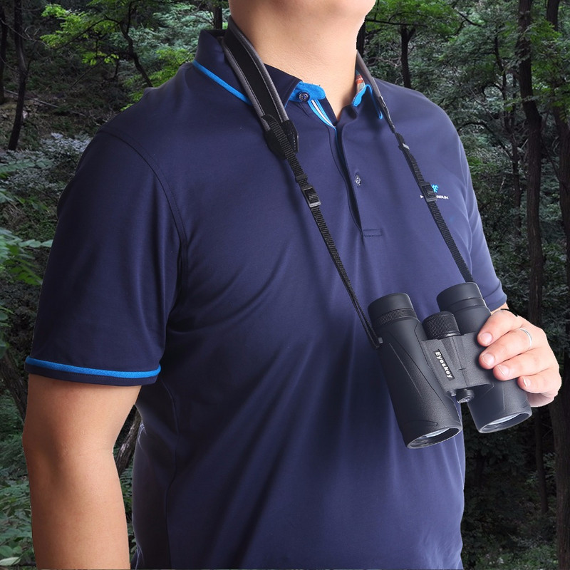Popruh na krk pre ďalekohľad/fotoaparát, popruh na krk, ramenný opasok, optika, potápačská látka, široký pohodlný nastaviteľný nosič ďalekohľadov