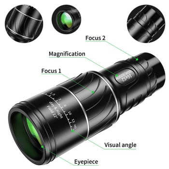 APEXEL Мощен Монокулярен Телескоп 16x52 Dual Focus Бинокъл Zoom Prism Компактен Монокъл За Лов Къмпинг оборудване