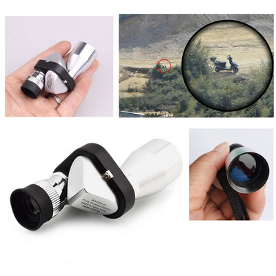 Mini kabatas monokulārais teleskops fokusētājs mikroskops 8x20 HD stūra optiskais okulārs āra pārgājieni kāpšana tuksnesī