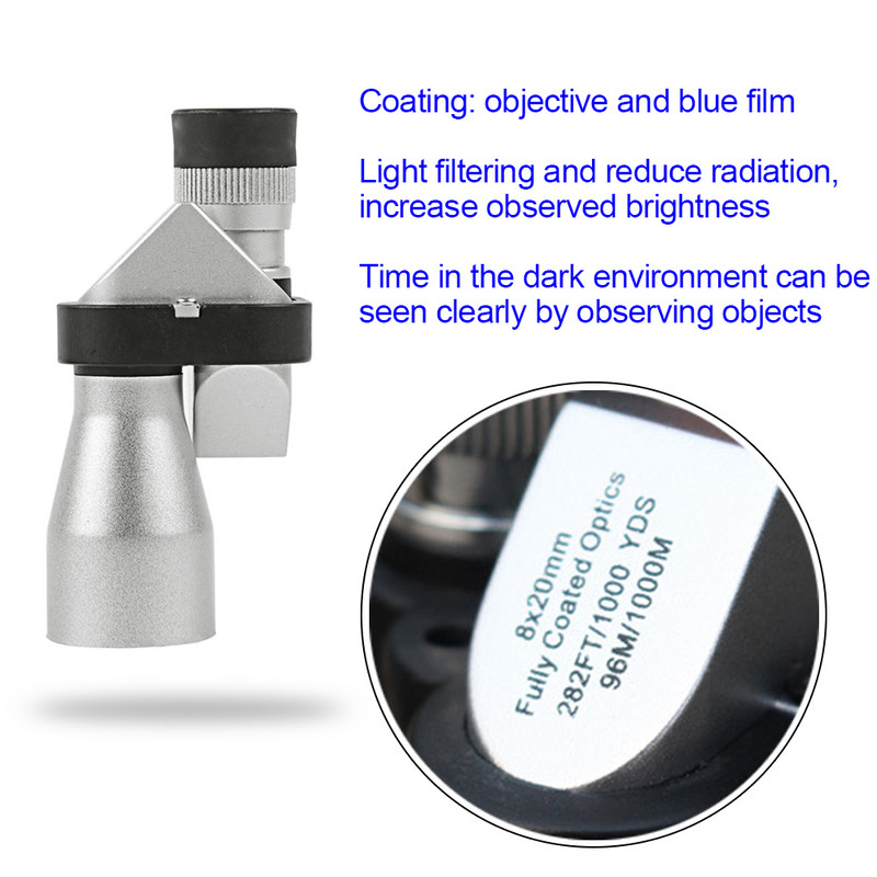 Mini tasku monokulaarse teleskoobi fokuseerija mikroskoop 8x20 HD nurga optiline okulaar õues matkamine ronimise ekspeditsioon kõrbes