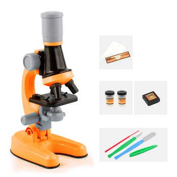 Детски комплект биологичен микроскоп Комплект LED микроскоп Лаборатория 100X 400x 2000X Научна образователна играчка за домашно училище за деца Подарък