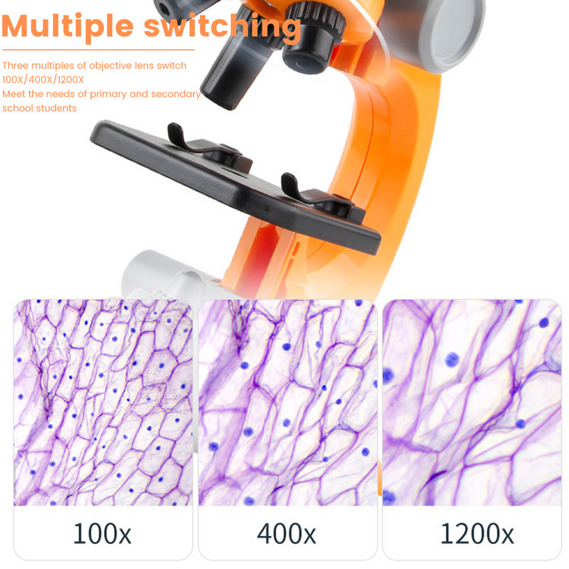Laste bioloogilise mikroskoobi komplekt LED-mikroskoobi komplekt Lab 100X 400x 2000X Kodukoolis loodusteaduste hariv mänguasi lastele kingitus