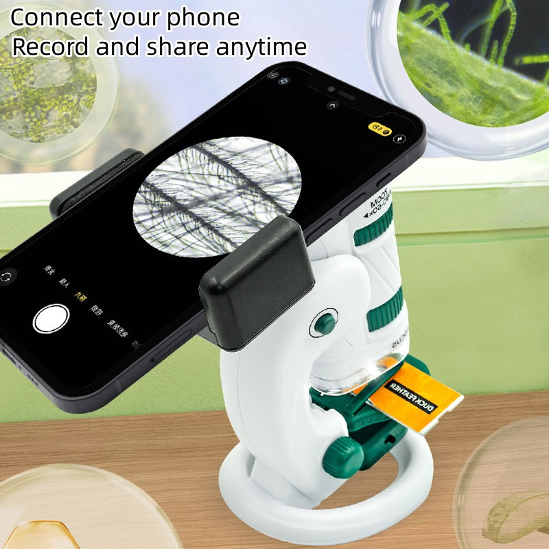 Lastele mõeldud teadusmikroskoobi mänguasjakomplekt 60–180x hariv mini-taskumikroskoop LED-valgustusega välitingimustes laste varrega mänguasi