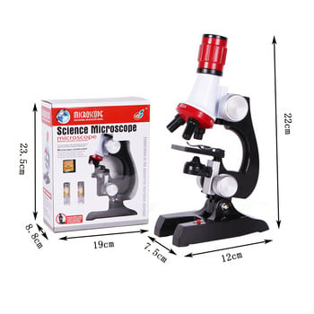Комплект микроскоп Lab LED 100X-400X-1200X Научна образователна играчка за домашно училище Подарък Изискан биологичен микроскоп за деца Дете
