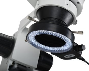 Нова регулируема 144 LED крушка микроскоп пръстен светлинен осветител преносима ярка лампа с адаптер за цифров стерео микроскоп