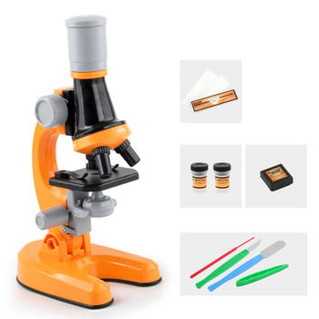 100X 400X 1200X Детски биологичен микроскоп Училищна научна образователна играчка Подарък за деца Деца LED комплект Lab Домашен микроскоп