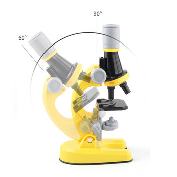 100X 400X 1200X Детски биологичен микроскоп Училищна научна образователна играчка Подарък за деца Деца LED комплект Lab Домашен микроскоп