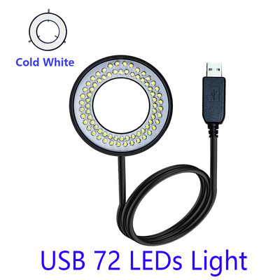 Μικροσκόπιο 72 Δακτύλιος LED Κρύο Ζεστό Φως USB 5V Ενσωματωμένο Ρυθμιζόμενο Ρυθμιστή Λάμπας Πηγή Μονοφθαλμικό Στερεοφωνικό Τριόφθαλμο