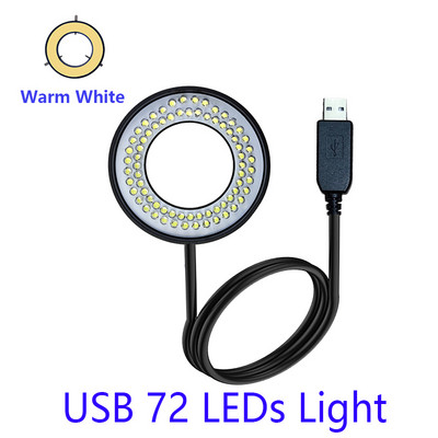 Μικροσκόπιο 72 Δακτύλιος LED Κρύο Ζεστό Φως USB 5V Ενσωματωμένο Ρυθμιζόμενο Ρυθμιστή Λάμπας Πηγή Μονοφθαλμικό Στερεοφωνικό Τριόφθαλμο