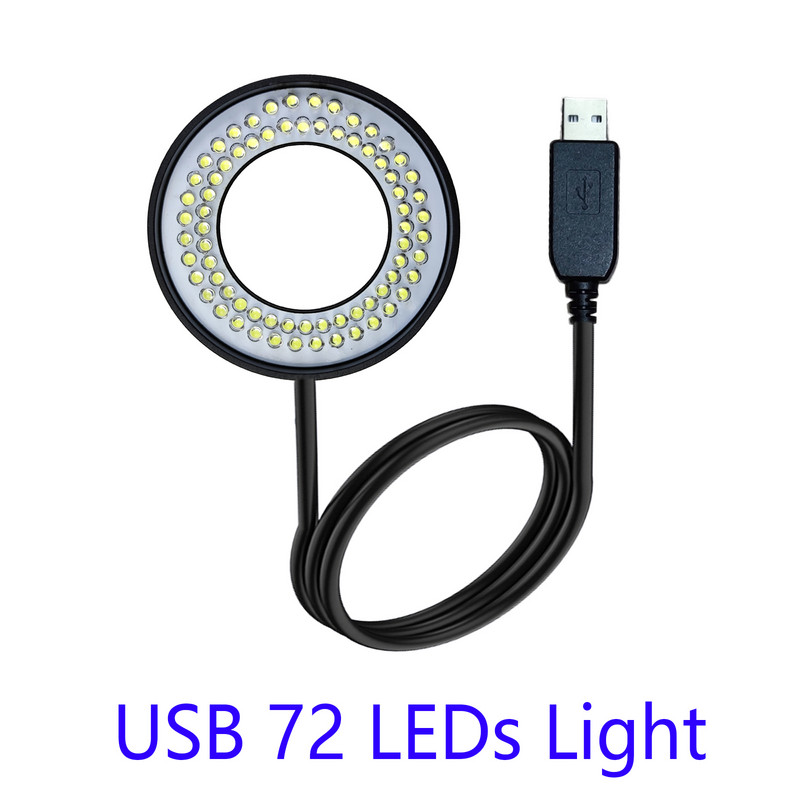 Mikroskopas 72 LED žiedas šalta šilta šviesa USB 5V integruotas reguliuojamas pritemdymas apšvietimo lempos šaltinis monokulinis stereo trinokulis