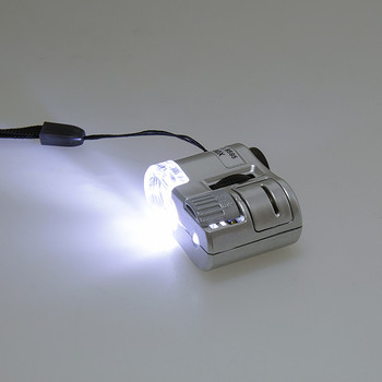 Μεγεθυντικός φακός χειρός Μίνι μικροσκόπιο τσέπης 60X Ανιχνευτής νομίσματος μεγεθυντικός φακός κοσμημάτων με φως LED