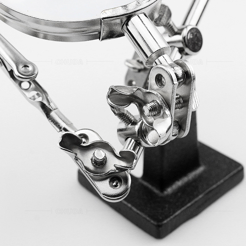 Zváracia pomocná svorka na lupu, oprava elektrických dosiek plošných spojov, držiak zváračky, nastaviteľná zväčšovacia spájkovacia svorka