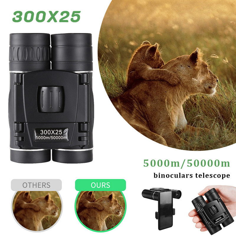 Výkonný ďalekohľad 300x25 HD 5000M s dlhým dosahom, skladací mini ďalekohľad FMC, optika pre poľovníctvo, športy, outdoor, kempovanie, cestovanie