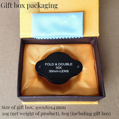 30 X salokāma juvelierizstrādājumu lupa 30 M optiskā stikla lēca porcelāna kolekcijas identifikācija, metāla pārnēsājams palielināmais stikls