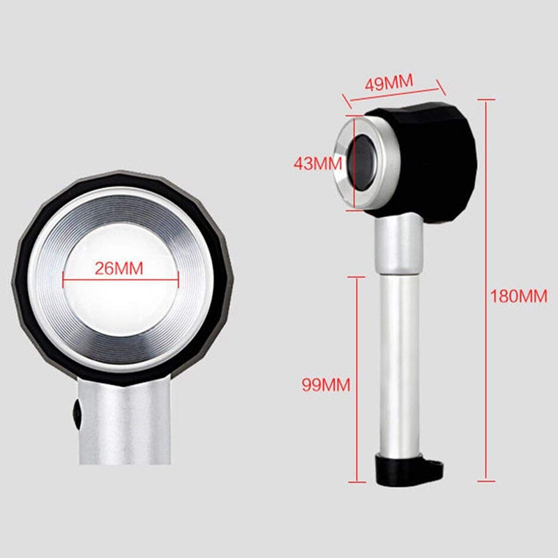 TOP Rokā turams 45X salokāms veļas testeris Metāla lupas Audums diegu skaitītājs lupas palielināmais stikls ar gaismas kalibrēšanu