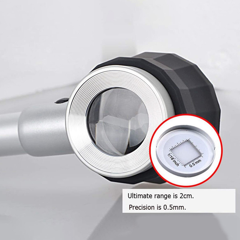 TOP Rokā turams 45X salokāms veļas testeris Metāla lupas Audums diegu skaitītājs lupas palielināmais stikls ar gaismas kalibrēšanu