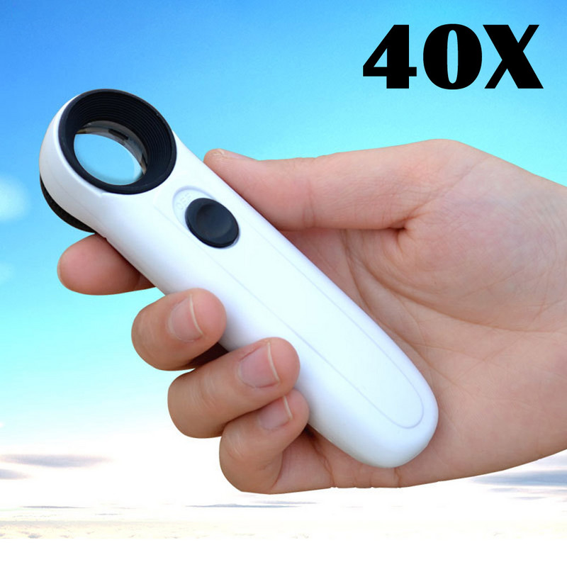 Φωτιζόμενος μεγεθυντικός φακός 40X φορητών μεγεθυντικών φακών με Εργαλείο επισκευής κοσμημάτων φωτός 2 LED για πλακέτες κυκλωμάτων γραμματοσήμων