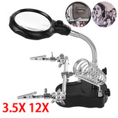 3,5/12x stolová lupa s LED svetelným objektívom, pomocná spona, lupa, lupa, nástroj na opravu spájkovacieho stojana z tretej ruky