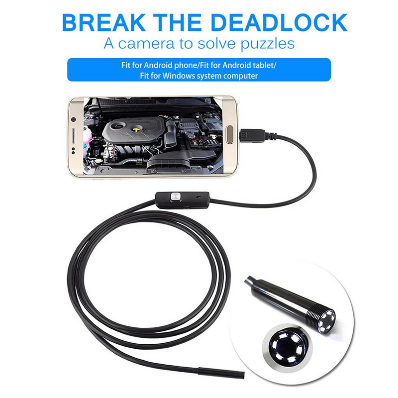 3 viename endoskopas IP67 8 mm zondo boreskopas, didelės skiriamosios gebos reguliuojamas mini endoskopo tikrinimo kamera planšetiniam kompiuteriui