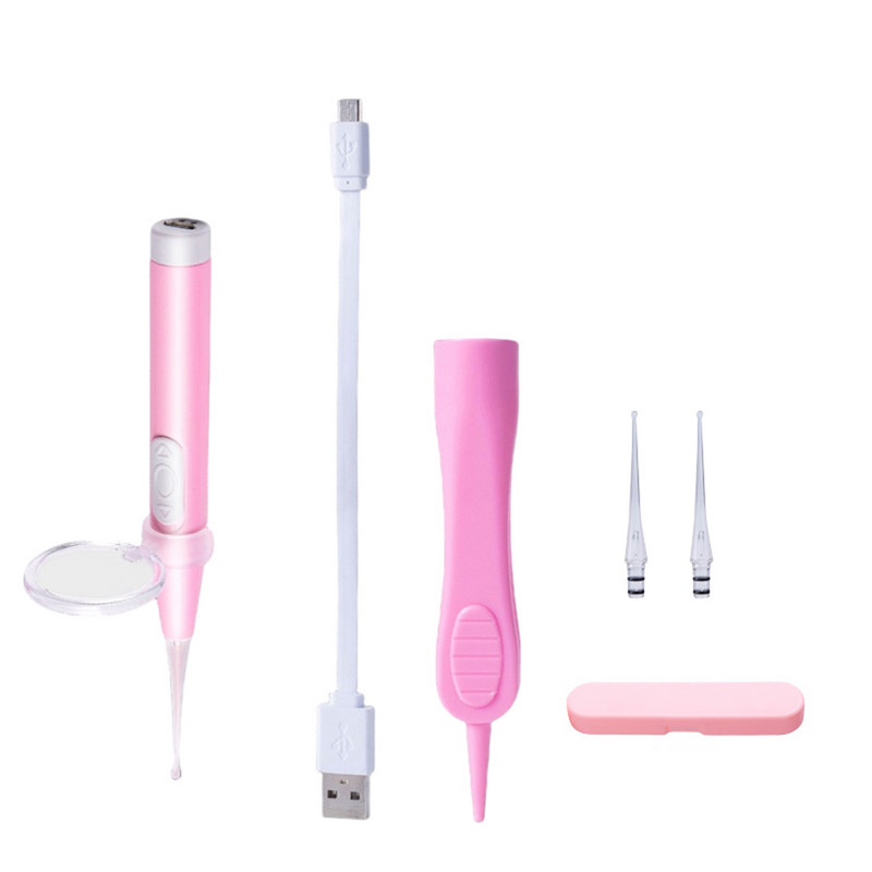 Ausų vaško šalinimo ausų valiklio rinkinys su LED lempute ir 2 keičiamomis galvutėmis ausų šaukštu pincetu ausų vaško šalinimo įrankiai vaikams