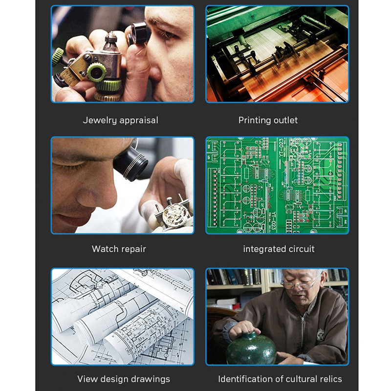 Galvas stīpas palielinātājs Daudzfunkcionāls izgaismots palielinātājs palielināmais stikls 1X 1,5X 2X 2,5X 3,5X galvas lupas lupas labošanas rīks