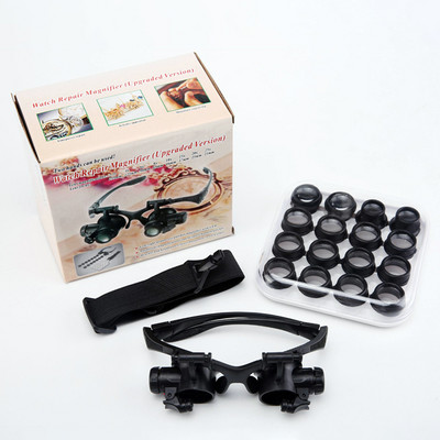 2,5X 4X 6X 8X 10X 15X 20X 25X Multi-Power Double LED Lights Lupa Okuliare Oprava hodiniek Lupa Klenotnícka lupa