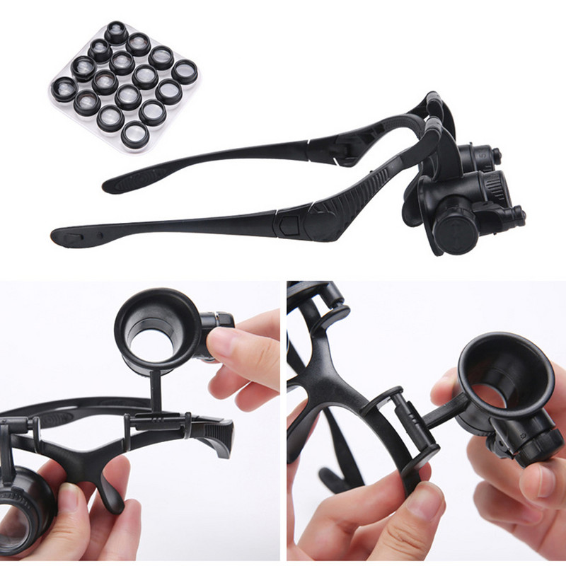 2,5X 4X 6X 8X 10X 15X 20X 25X Multi-Power Double LED Lights Lupa Okuliare Oprava hodiniek Lupa Klenotnícka lupa