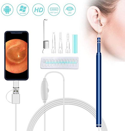 Endoscop pentru curățarea urechilor 2 în 1 USB HD lingură vizuală pentru urechi 5,5 mm Mini cameră Android PC Alegerea urechii Otoscop Instrument boroscop Îngrijire a sănătății
