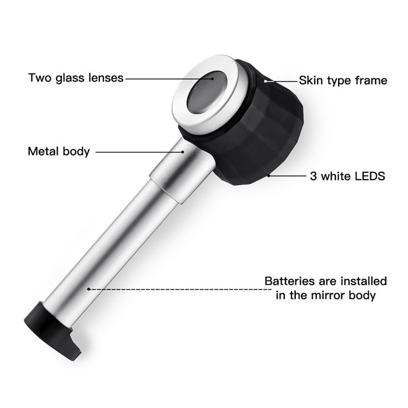 30-násobná ručná osvetlená lupa s lupou a UV svetlom, dermatoskop, optická lupa s jasným videním