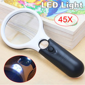 3 LED lemputė, 45x didinamojo stiklo lęšiai, papuošalų laikrodžiai, skaitymo lupa, rankinis mikroskopas, mini apšviestas didintuvas, taisymo įrankis