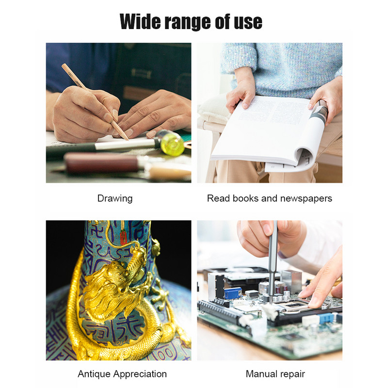 Osvetlená lupa s čelenkou 5X 3X 6,5X 8X, lupa na okuliare s LED svetlami pre šperky a hodinárov.