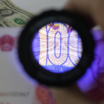 30X цилиндрична скала Увеличително стъкло с LED UV светлина Лупа Регулируема фокусна лупа за бижута Лупа за печат Лупа
