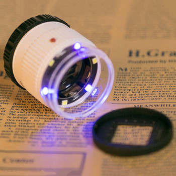 30X цилиндрична скала Увеличително стъкло с LED UV светлина Лупа Регулируема фокусна лупа за бижута Лупа за печат Лупа