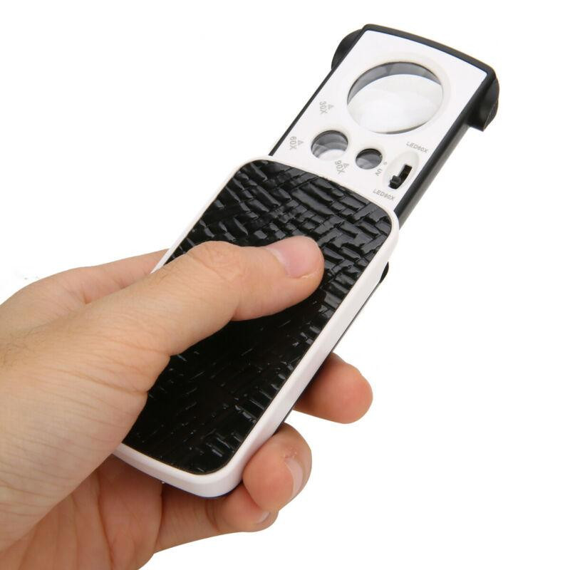 Zväčšovacia lupa s akrylovými optickými šošovkami, vrecká na klenotnícke oko, sklenená lupa s LED a UV svetlom na čítanie oceňovania šperkov