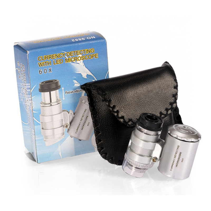 PINTUDY 60X zväčšovacia lupa na šperky, klenotníci, vrecková lupa, slučka, oko, mince, LED svetlo, optické nástroje, mikroskopy, nové z roku 2023
