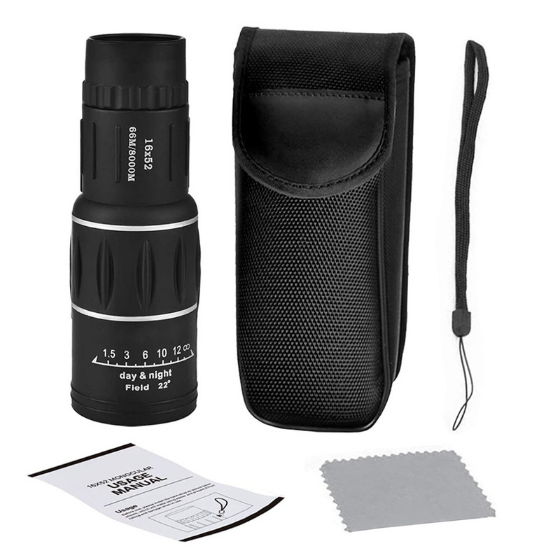 16x52 kahe fookusega monokulaarne uuendatud käsiteleskoop 66 m/8000 m telkimiseks, kontserdiks, kalapüügiks jahiks