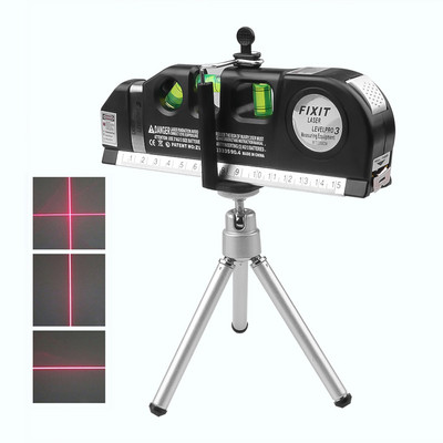 Bandă de măsurare verticală orizontală cu nivel laser multifuncțional Riglă orizontală 4 în 1 Bandă laser încrucișată cu nivel laser în infraroșu