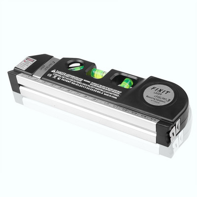 Daugiafunkcinė lygių lazerio horizontalioji vertikali matavimo juosta Horizontali liniuotė 4 viename infraraudonųjų spindulių lazerio lygio skersinės linijos lazerinė juosta