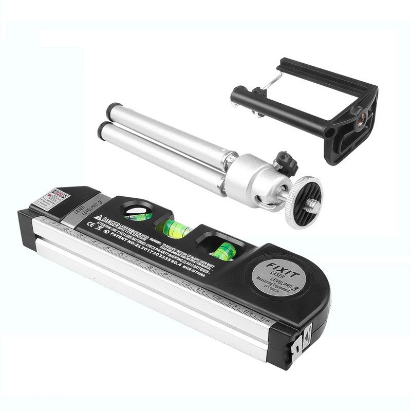 Daugiafunkcinė lygių lazerio horizontalioji vertikali matavimo juosta Horizontali liniuotė 4 viename infraraudonųjų spindulių lazerio lygio skersinės linijos lazerinė juosta