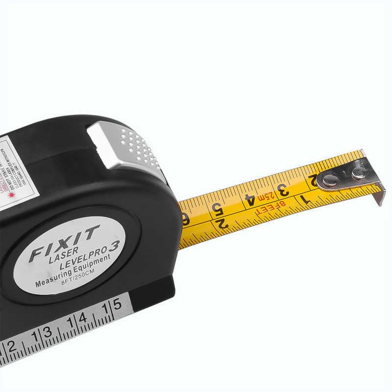 Daugiafunkcinė lygių lazerio horizontalioji vertikali matavimo juosta Horizontali liniuotė 4 viename infraraudonųjų spindulių lazerio lygio skersinės linijos lazerinė juosta
