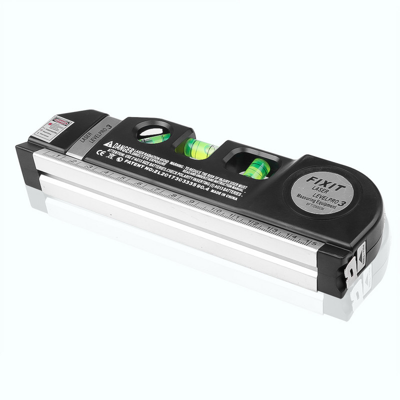 Daugiafunkcinė lygių lazerio horizontalioji vertikali matavimo juosta Horizontali liniuotė 4 viename infraraudonųjų spindulių lazerio lygio skersinės linijos lazerinė juosta