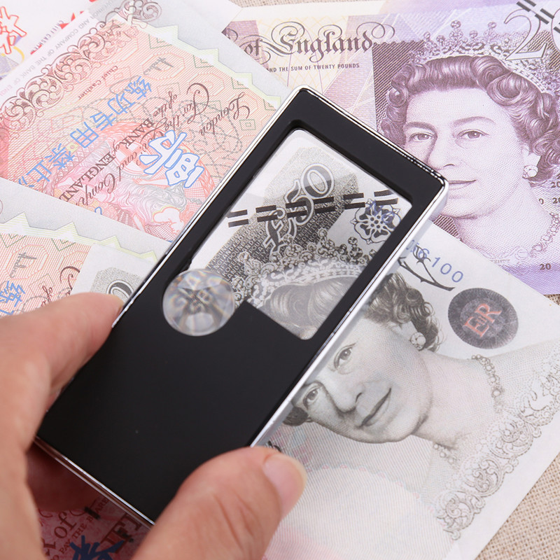 3X 10X LED mini lupa, štvorcová ultratenká lupa, UV svetlo na čítanie, identifikácia osvetlenej vreckovej ručnej lupy