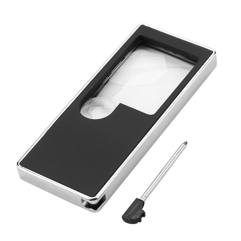 3X 10X LED mini lupa, štvorcová ultratenká lupa, UV svetlo na čítanie, identifikácia osvetlenej vreckovej ručnej lupy