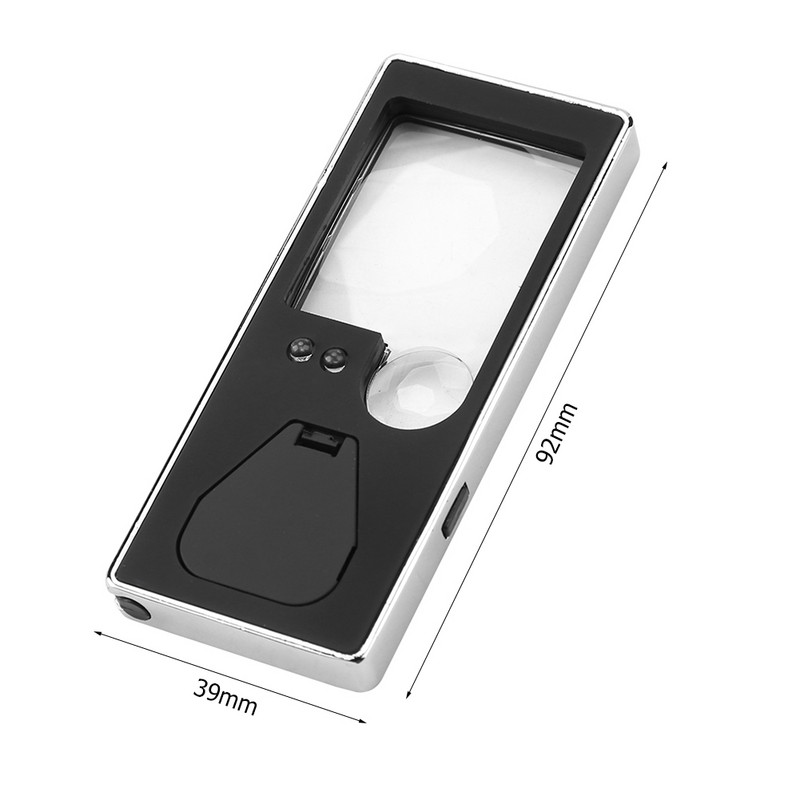 3X 10X LED mini lupa, štvorcová ultratenká lupa, UV svetlo na čítanie, identifikácia osvetlenej vreckovej ručnej lupy