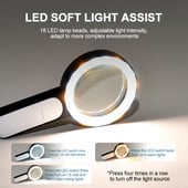 Apgaismots palielināms stikls-30X Rokā turamas lielas lasīšanas lupas ar 18 LED apgaismotu gaismu senioriem, remonts, monētas