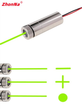 Лазерен модул за зелена светлина 532nm 45mW звездна светлина Кръстосана хоризонтална метална лазерна глава DC2.3-5V Аксесоари за сценични светлини за морава