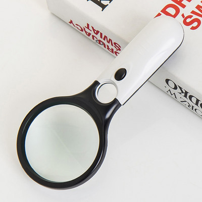 3 LED-valgustit 45-kordse suurendusklaasiga objektiiviga minitaskuga käeshoitav mikroskoop Ehete lugemiseks luup käeshoitavad luubid