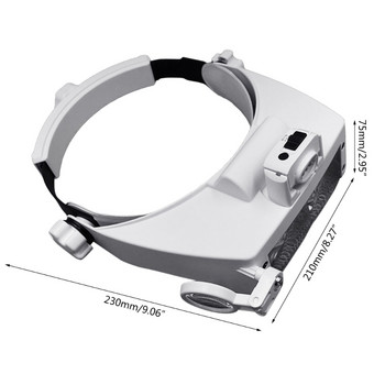 Μεγεθυντικός φακός LED Φωτιστικός λαμπτήρας Κεφαλής Loupe Jeweler Headband Μεγεθυντικός φακός Eye Glasses Optical Glass Tool M4YD
