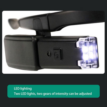 Регулируема лупа с 2 лещи LED светлина лента за глава Лупа Стъкло LED увеличителни очила с лампа 1.5X20x2.5X3.5X4.0X4.5X