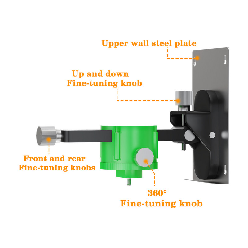 GRT laserová vodováha na stenu, super silný magnetický držiak pre 8/12/16 riadkov, 3D laserová vodováha, závit 1/4'', závesný držiak